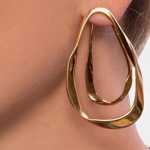 ▪︎Elegant Gold Teardrop Front And Back Earrings; nwot; unbranded